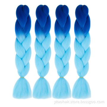 Ombre blue Jumbo Braiding Hair Crochet Twist Hair Extensions 24 inch Box Braid Heat Resistance Synthetic Braids Hair for Women